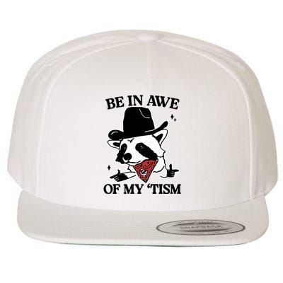 Be In Awe Of My Tism Funny Racoon Meme Retro Wool Snapback Cap