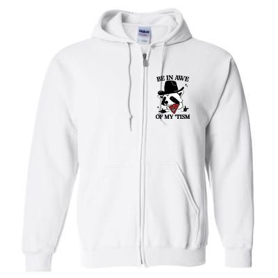 Be In Awe Of My Tism Funny Racoon Meme Retro Full Zip Hoodie