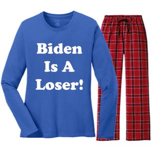 Biden Is A Loser Women's Long Sleeve Flannel Pajama Set 