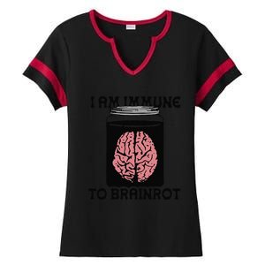 Brain I Am Immune To Brainrot Ladies Halftime Notch Neck Tee