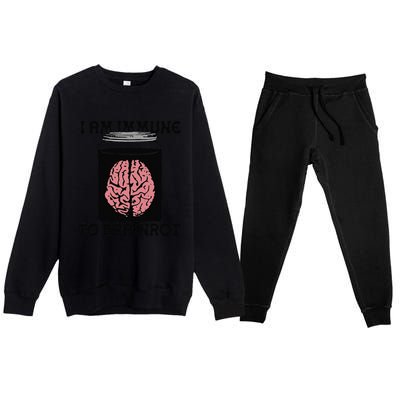 Brain I Am Immune To Brainrot Premium Crewneck Sweatsuit Set