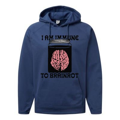 Brain I Am Immune To Brainrot Performance Fleece Hoodie