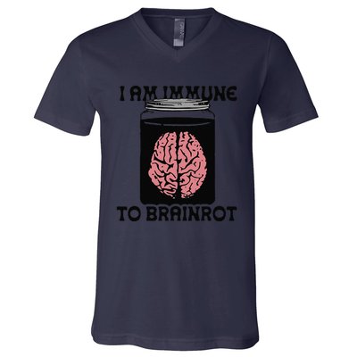 Brain I Am Immune To Brainrot V-Neck T-Shirt