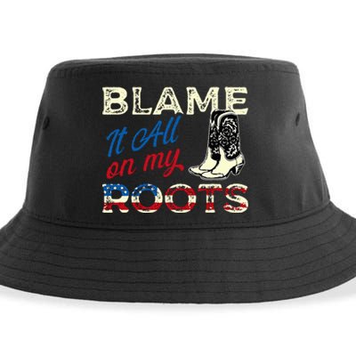 Blame It All On My Roots Country Music Lover Southern Sustainable Bucket Hat