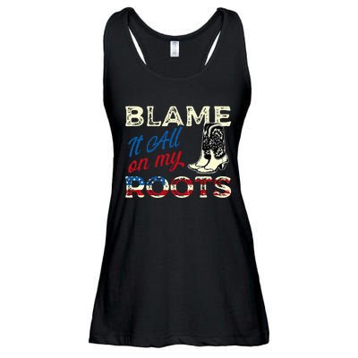 Blame It All On My Roots Country Music Lover Southern Ladies Essential Flowy Tank