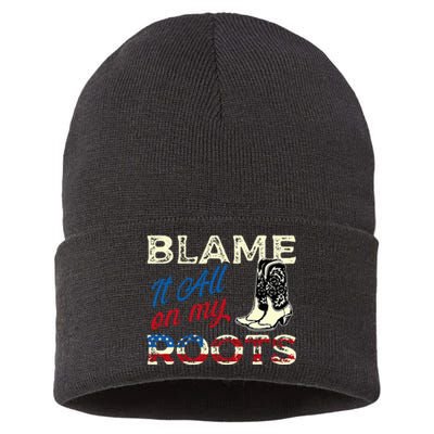 Blame It All On My Roots Country Music Lover Southern Sustainable Knit Beanie