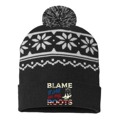 Blame It All On My Roots Country Music Lover Southern USA-Made Snowflake Beanie