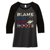 Blame It All On My Roots Country Music Lover Southern Women's Tri-Blend 3/4-Sleeve Raglan Shirt