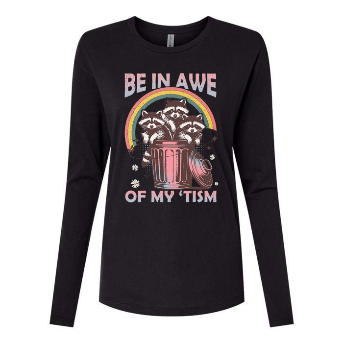 Be In Awe Of My Tism Racoon Womens Cotton Relaxed Long Sleeve T-Shirt