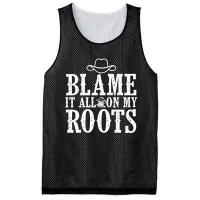 Blame It All On My Roots Cowboy Cowgirl Western Mesh Reversible Basketball Jersey Tank