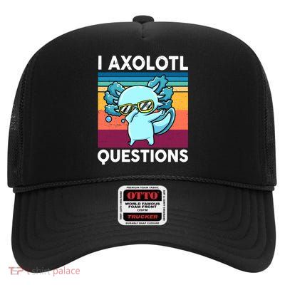 Boy I Axolotl Question Funny Dabbing Salamander High Crown Mesh Back Trucker Hat