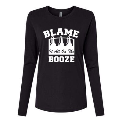 Blame It All On The Booze Womens Cotton Relaxed Long Sleeve T-Shirt