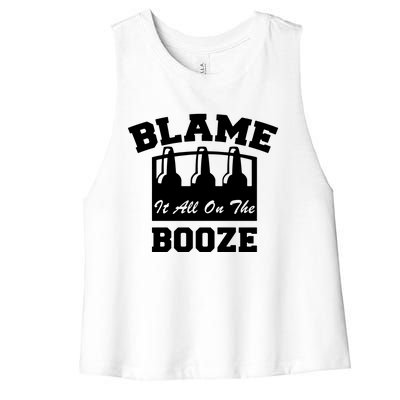 Blame It All On The Booze Women's Racerback Cropped Tank