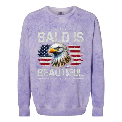 Bald Is Beautiful 4th Of July Independence Day America Eagle Colorblast Crewneck Sweatshirt