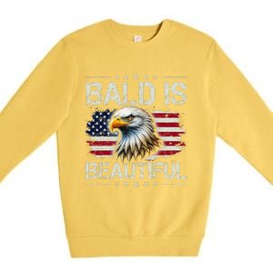 Bald Is Beautiful 4th Of July Independence Day America Eagle Premium Crewneck Sweatshirt