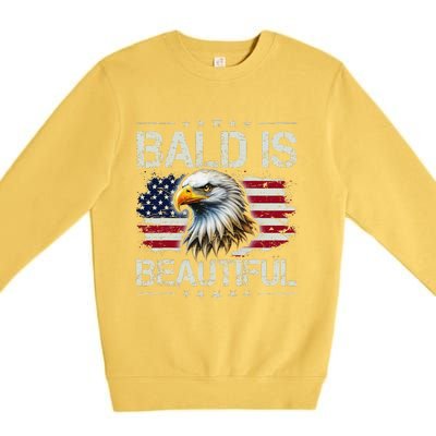 Bald Is Beautiful 4th Of July Independence Day America Eagle Premium Crewneck Sweatshirt