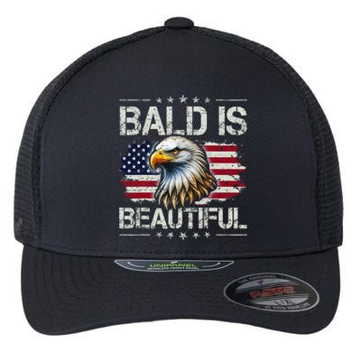 Bald Is Beautiful 4th Of July Independence Day America Eagle Flexfit Unipanel Trucker Cap