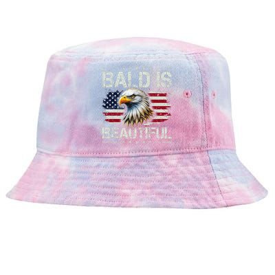 Bald Is Beautiful 4th Of July Independence Day America Eagle Tie-Dyed Bucket Hat