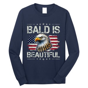 Bald Is Beautiful 4th Of July Independence Day America Eagle Long Sleeve Shirt