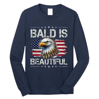 Bald Is Beautiful 4th Of July Independence Day America Eagle Long Sleeve Shirt