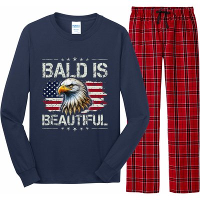 Bald Is Beautiful 4th Of July Independence Day America Eagle Long Sleeve Pajama Set