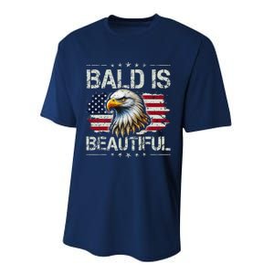 Bald Is Beautiful 4th Of July Independence Day America Eagle Performance Sprint T-Shirt