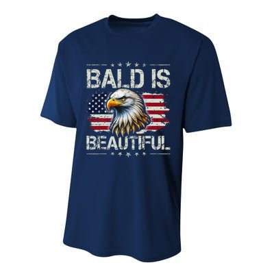 Bald Is Beautiful 4th Of July Independence Day America Eagle Performance Sprint T-Shirt