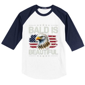 Bald Is Beautiful 4th Of July Independence Day America Eagle Baseball Sleeve Shirt