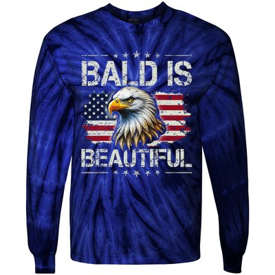 Bald Is Beautiful 4th Of July Independence Day America Eagle Tie-Dye Long Sleeve Shirt