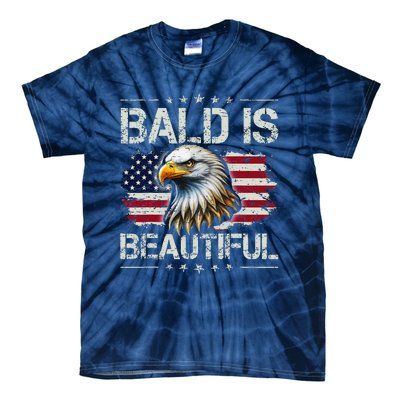 Bald Is Beautiful 4th Of July Independence Day America Eagle Tie-Dye T-Shirt