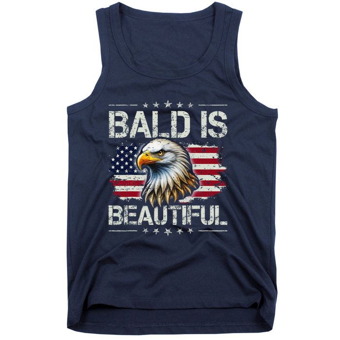 Bald Is Beautiful 4th Of July Independence Day America Eagle Tank Top