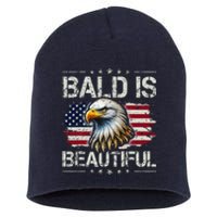 Bald Is Beautiful 4th Of July Independence Day America Eagle Short Acrylic Beanie