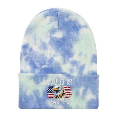 Bald Is Beautiful 4th Of July Independence Day America Eagle Tie Dye 12in Knit Beanie