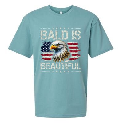 Bald Is Beautiful 4th Of July Independence Day America Eagle Sueded Cloud Jersey T-Shirt