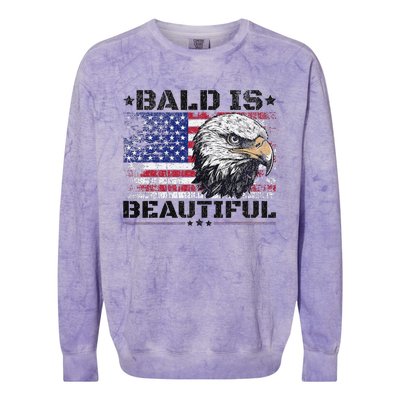 Bald Is Beautiful 4th Of July Independence Day America Eagle Colorblast Crewneck Sweatshirt