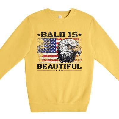 Bald Is Beautiful 4th Of July Independence Day America Eagle Premium Crewneck Sweatshirt