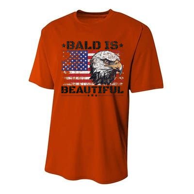 Bald Is Beautiful 4th Of July Independence Day America Eagle Performance Sprint T-Shirt