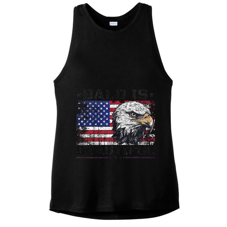 Bald Is Beautiful 4th Of July Independence Day America Eagle Ladies PosiCharge Tri-Blend Wicking Tank