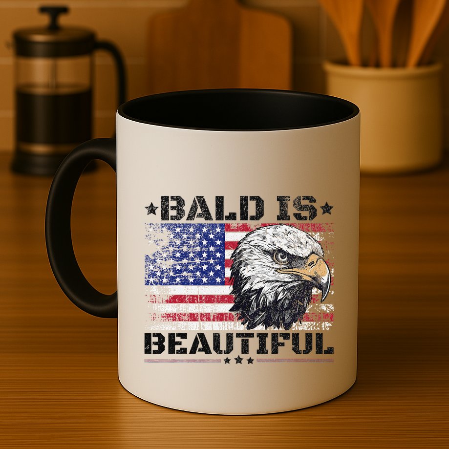 Bald Is Beautiful 4th Of July Independence Day America Eagle Mug