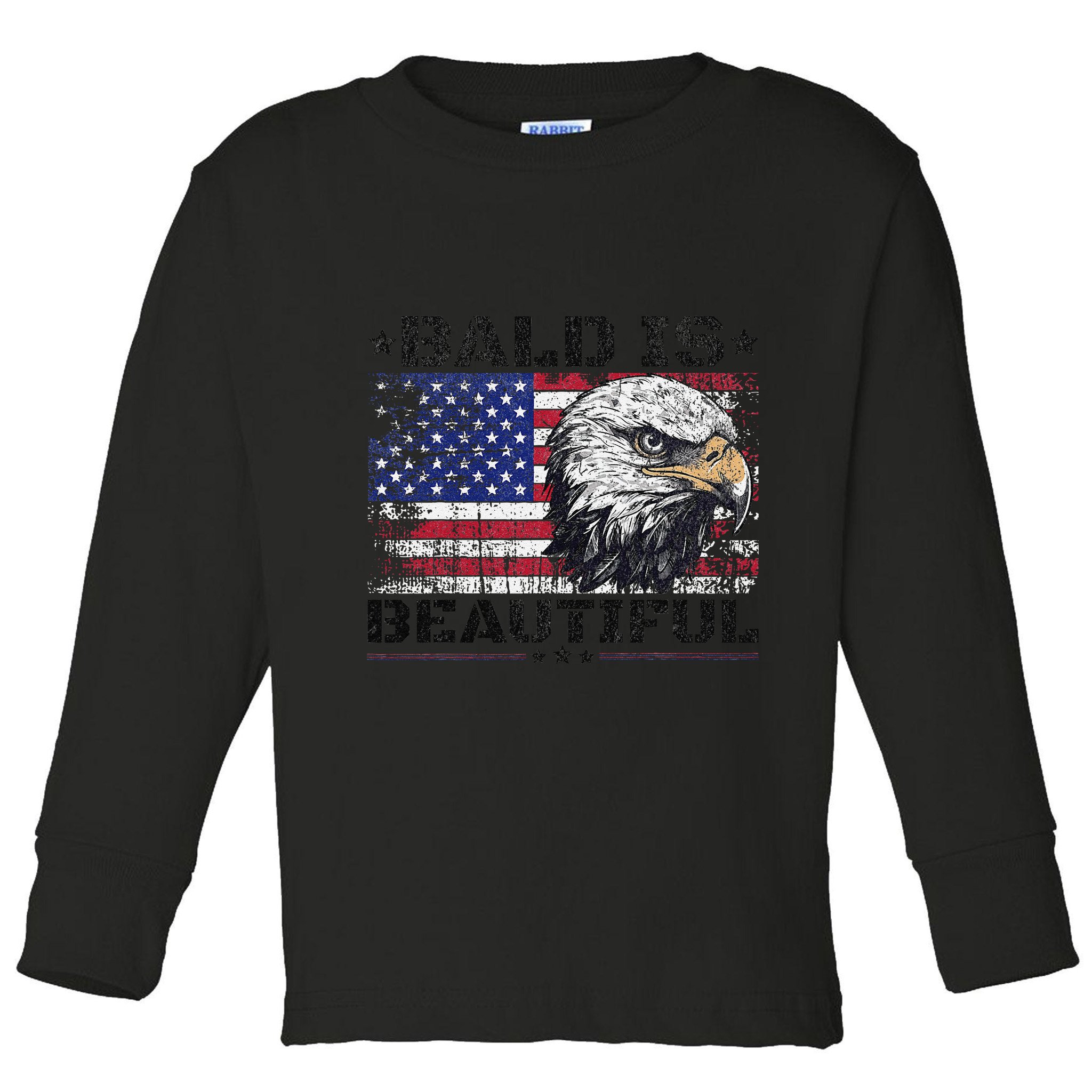 Bald Is Beautiful 4th Of July Independence Day America Eagle Toddler Long Sleeve Shirt