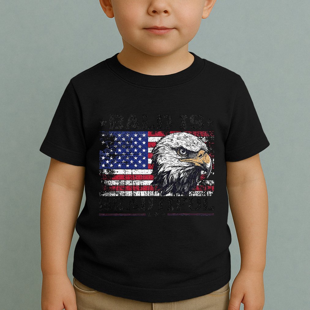 Bald Is Beautiful 4th Of July Independence Day America Eagle Toddler T-Shirt