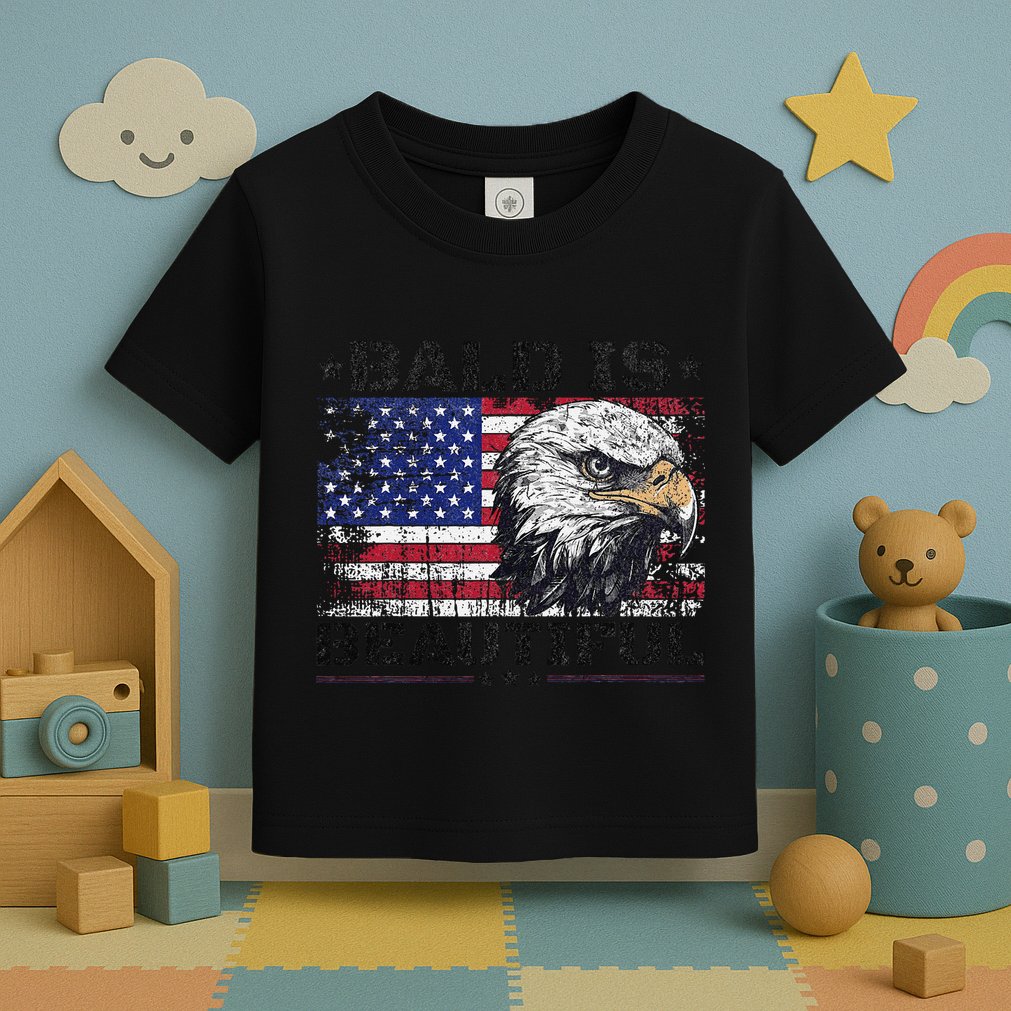 Bald Is Beautiful 4th Of July Independence Day America Eagle Toddler T-Shirt