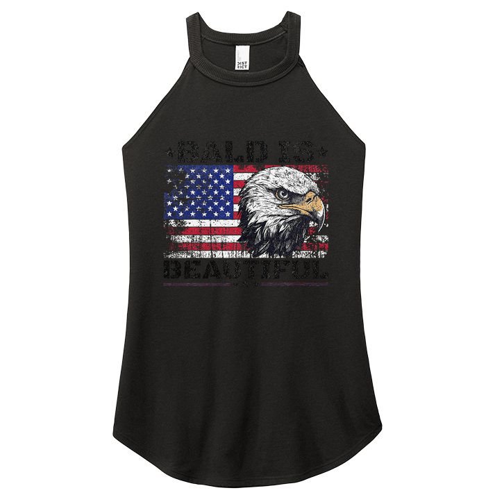 Bald Is Beautiful 4th Of July Independence Day America Eagle Women's Perfect Tri Rocker Tank