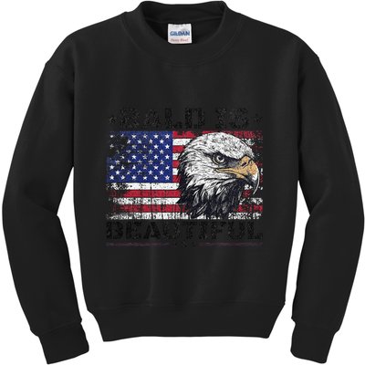 Bald Is Beautiful 4th Of July Independence Day America Eagle Kids Sweatshirt