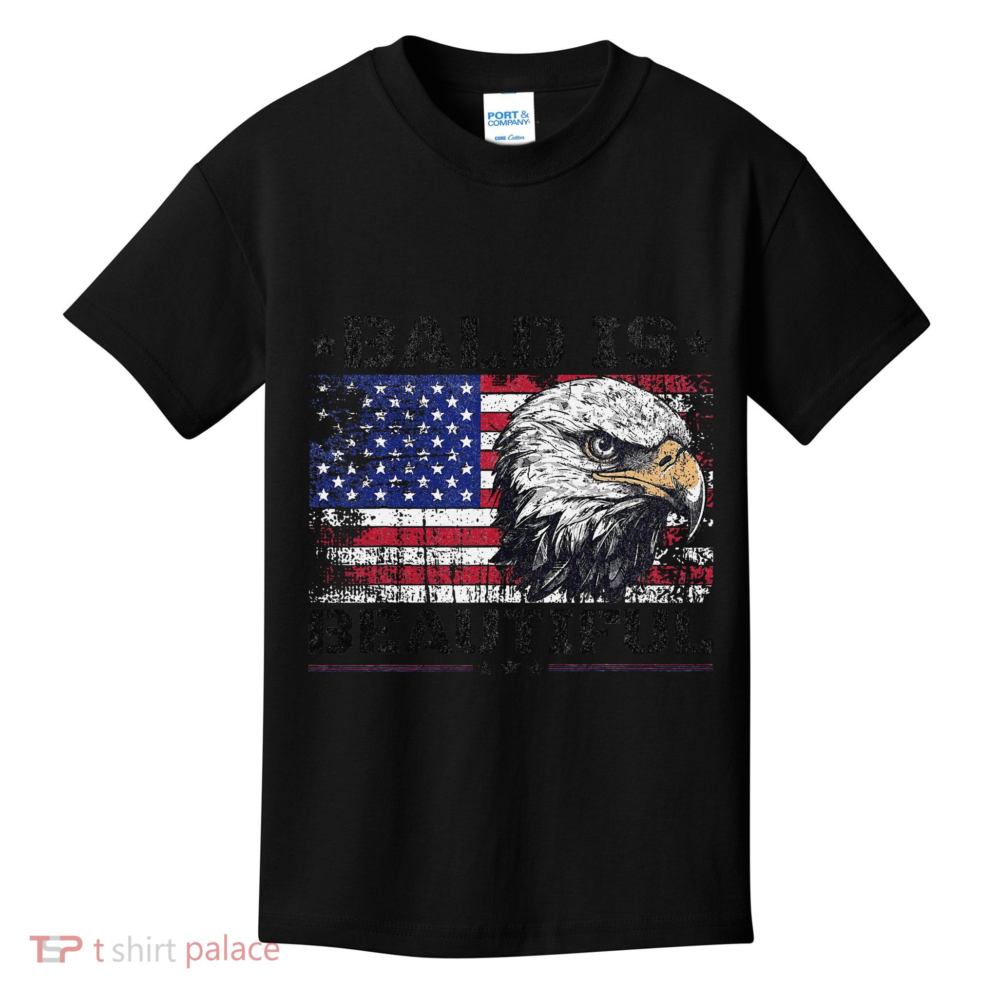 Bald Is Beautiful 4th Of July Independence Day America Eagle Kids T-Shirt