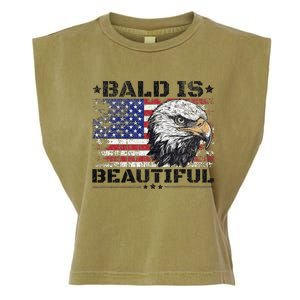 Bald Is Beautiful 4th Of July Independence Day America Eagle Garment-Dyed Women's Muscle Tee