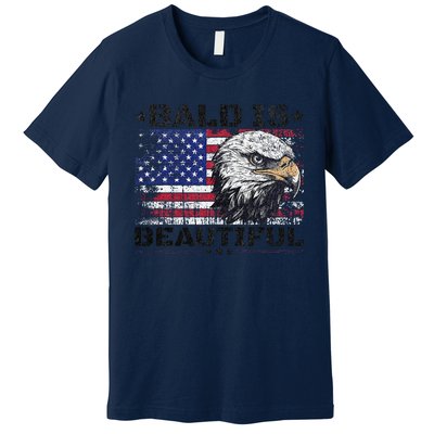 Bald Is Beautiful 4th Of July Independence Day America Eagle Premium T-Shirt