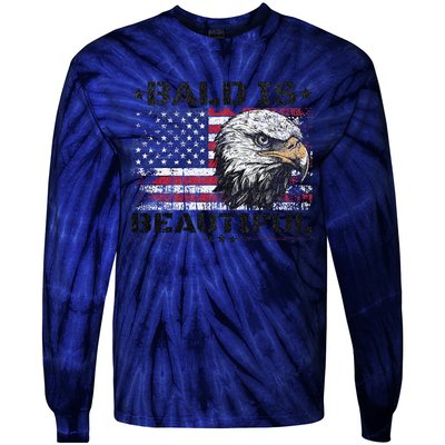 Bald Is Beautiful 4th Of July Independence Day America Eagle Tie-Dye Long Sleeve Shirt