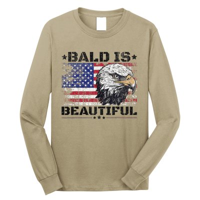 Bald Is Beautiful 4th Of July Independence Day America Eagle Long Sleeve Shirt