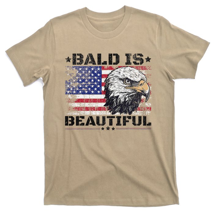 Bald Is Beautiful 4th Of July Independence Day America Eagle T-Shirt